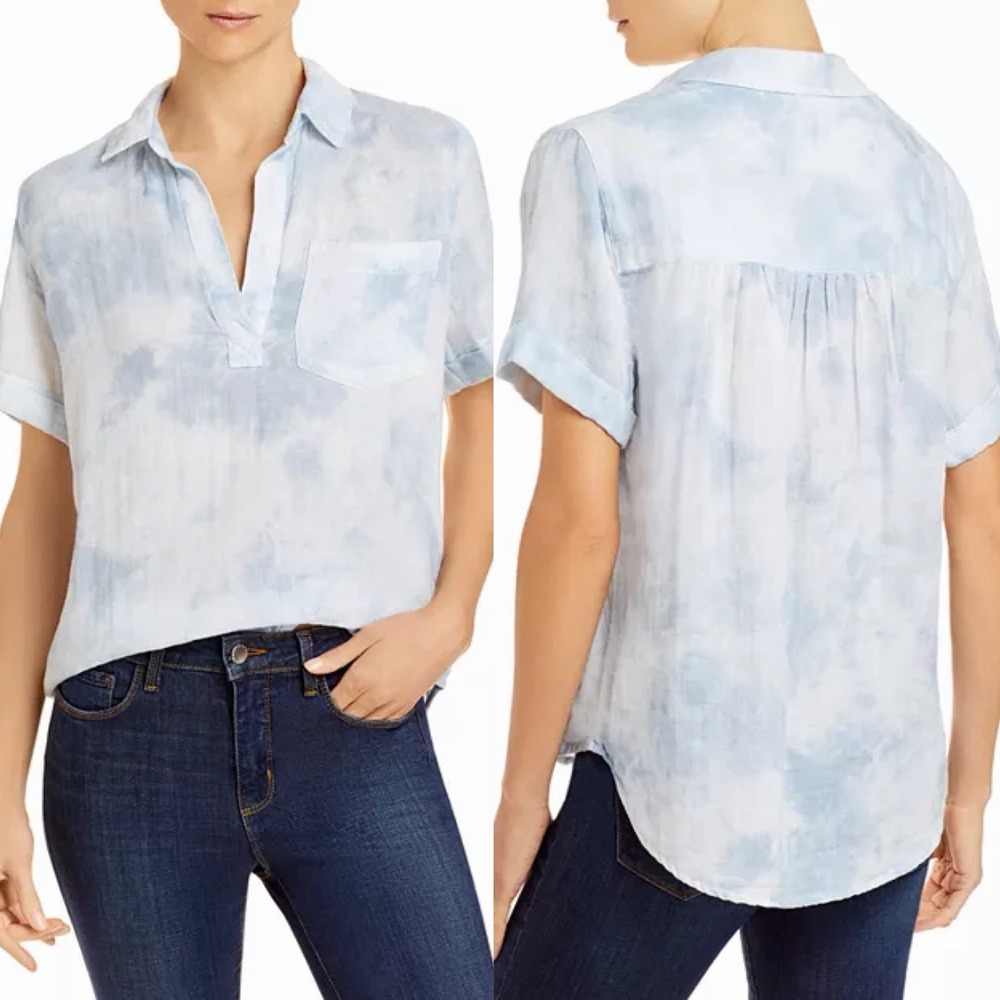 Rails Sz M Cotton Gauze Short Sleeve‎ Shirt Savannah Cascade Tie Dye Top Relaxed